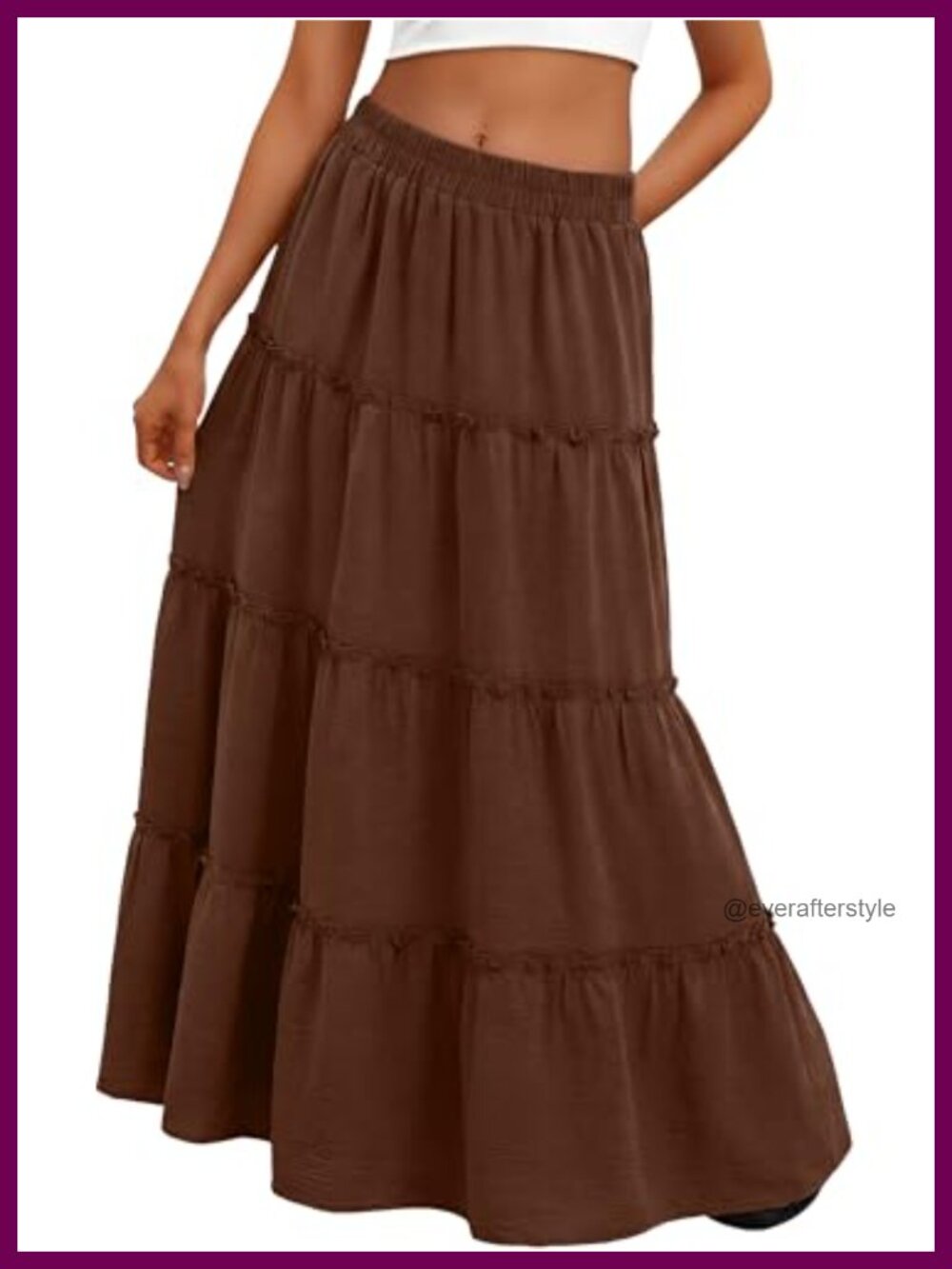 Tiered Ruffle Boho Maxi Skirt High Waist with Pockets
